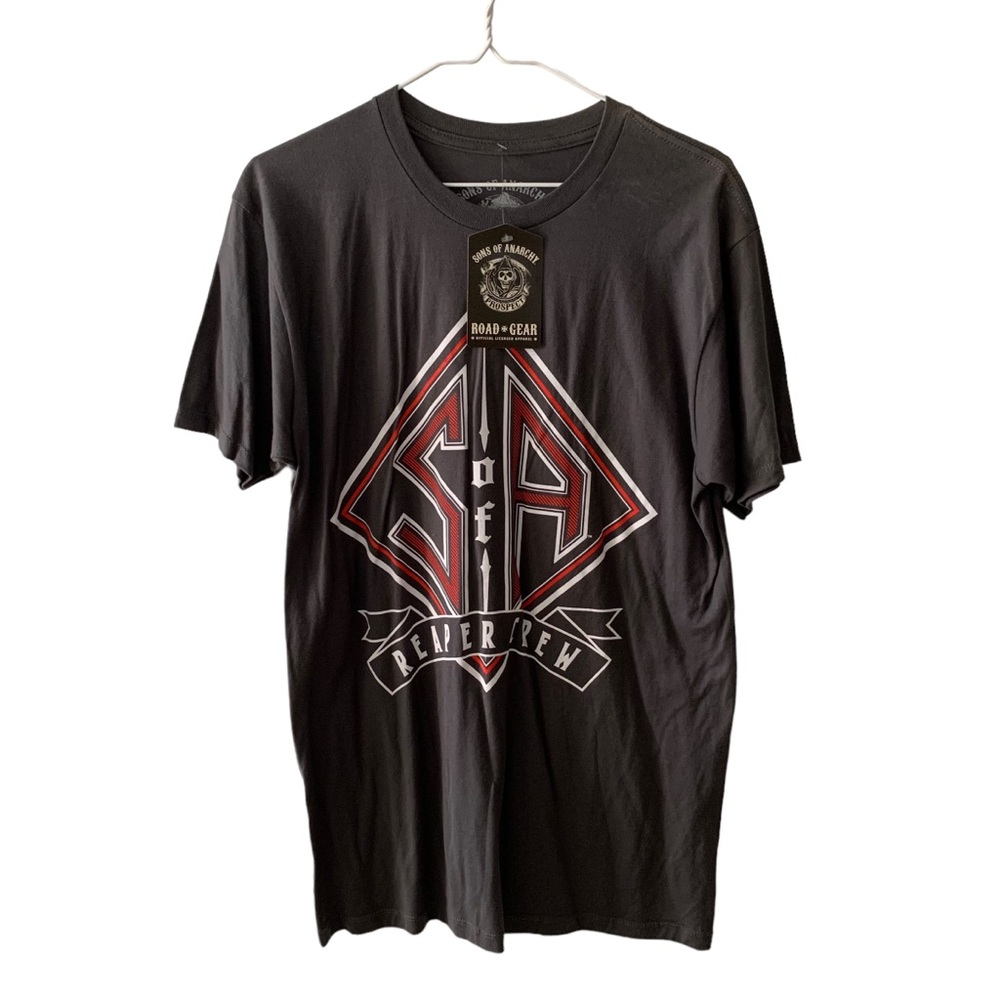 Sons of Anarchy Men’s Reaper Crew Grey Crewneck T Shirt Grey NEW